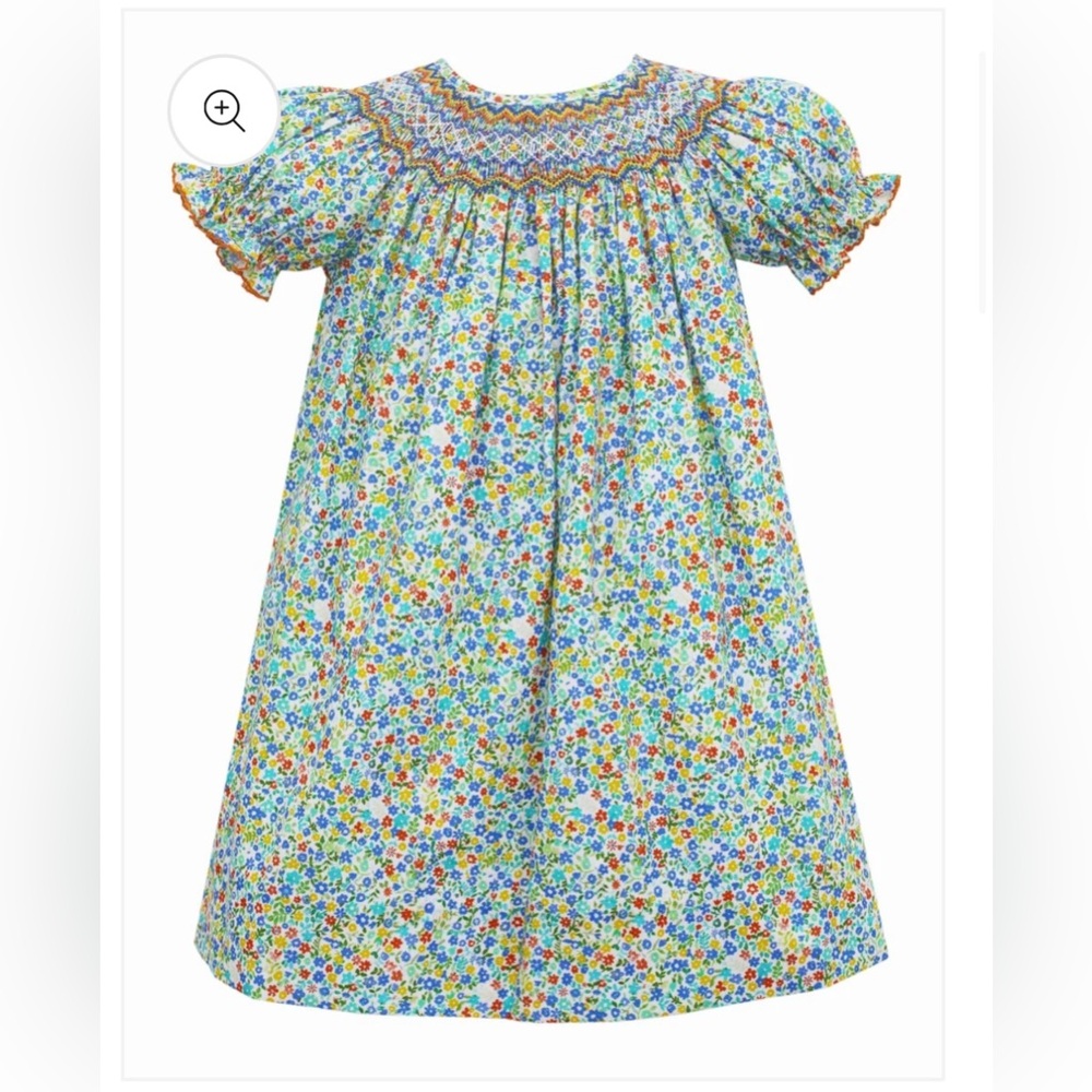 Claire & Charlie Baby Orange Multi Floral Smocked Bishop Dress